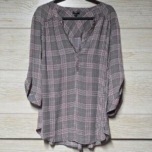 Torrid Gray and Pink Plaid Blouse